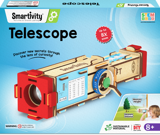 Telescope | Build-It-Yourself STEAM Kit | 8x Magnification | 8 + Years