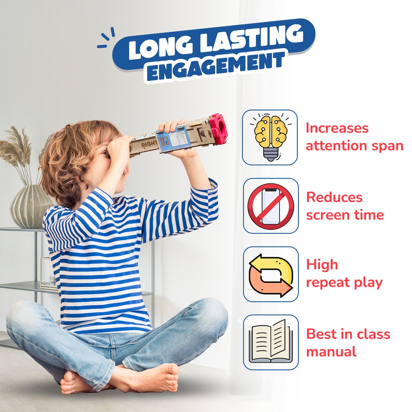 Telescope | Build-It-Yourself STEAM Kit | 8x Magnification | 8 + Years