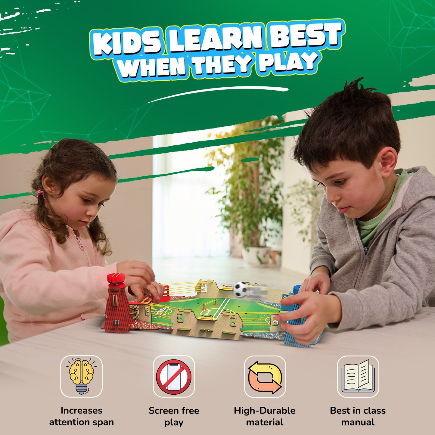 Mini Soccer | Build-It-Yourself Multiplayer STEAM Board Game | 6-15 Years