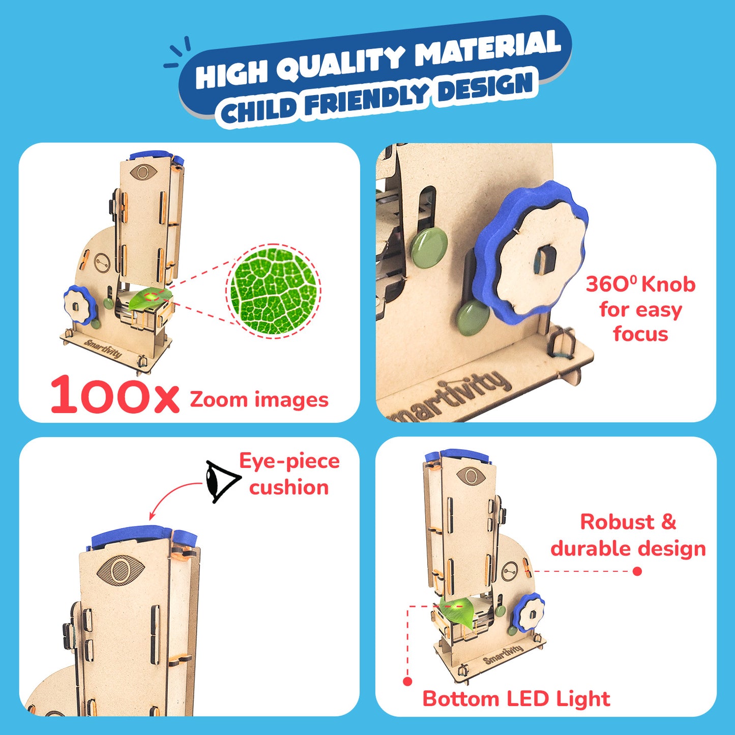 Microscope | Build-It-Yourself STEAM Kit | 100x Magnification | 8 + Years