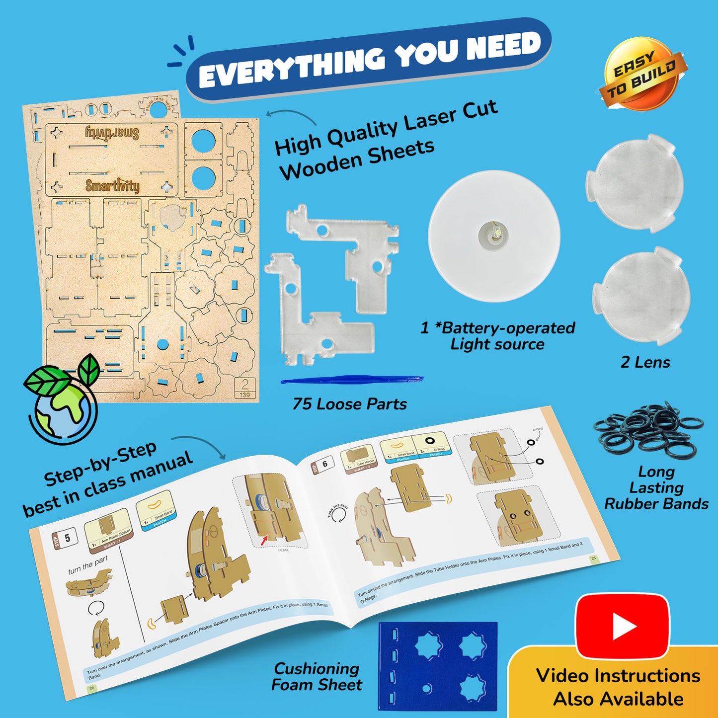 Microscope | Build-It-Yourself STEAM Kit | 100x Magnification | 8 + Years