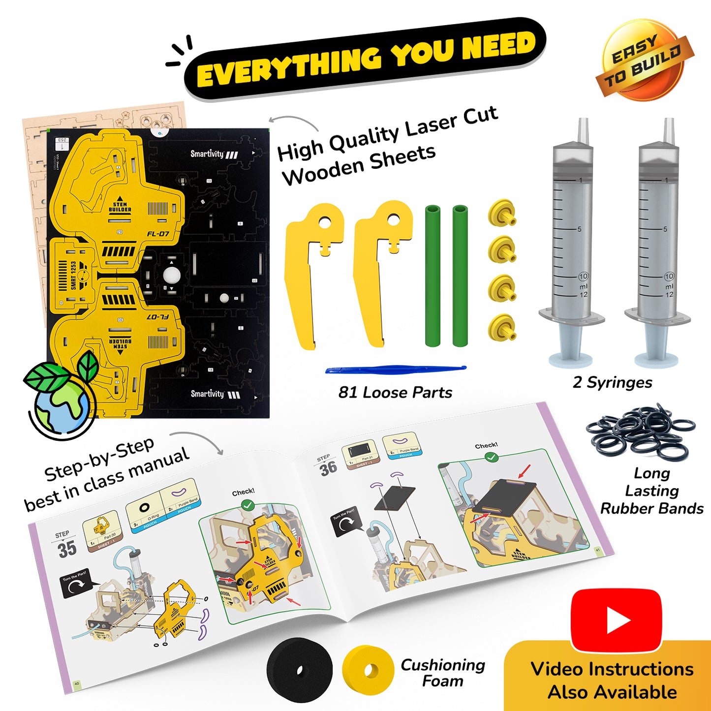 Hydraulic Forklift | DIY STEM Construction Toy | 6 + Years