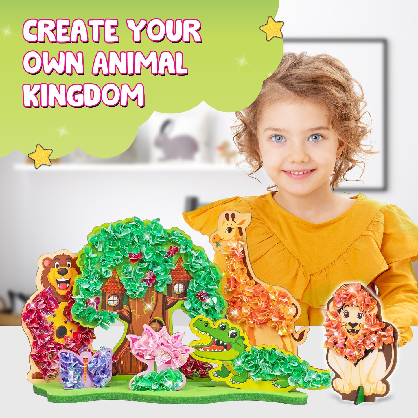 POKE 'N' CREATE - Jungle Animal Kingdom | DIY CRAFT KIT | 4+ Years