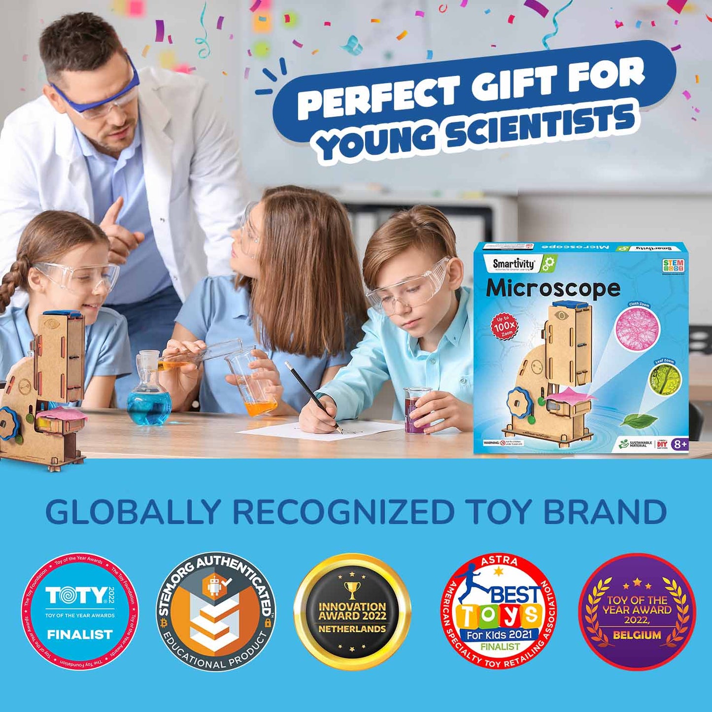 Microscope | Build-It-Yourself STEAM Kit | 100x Magnification | 8 + Years