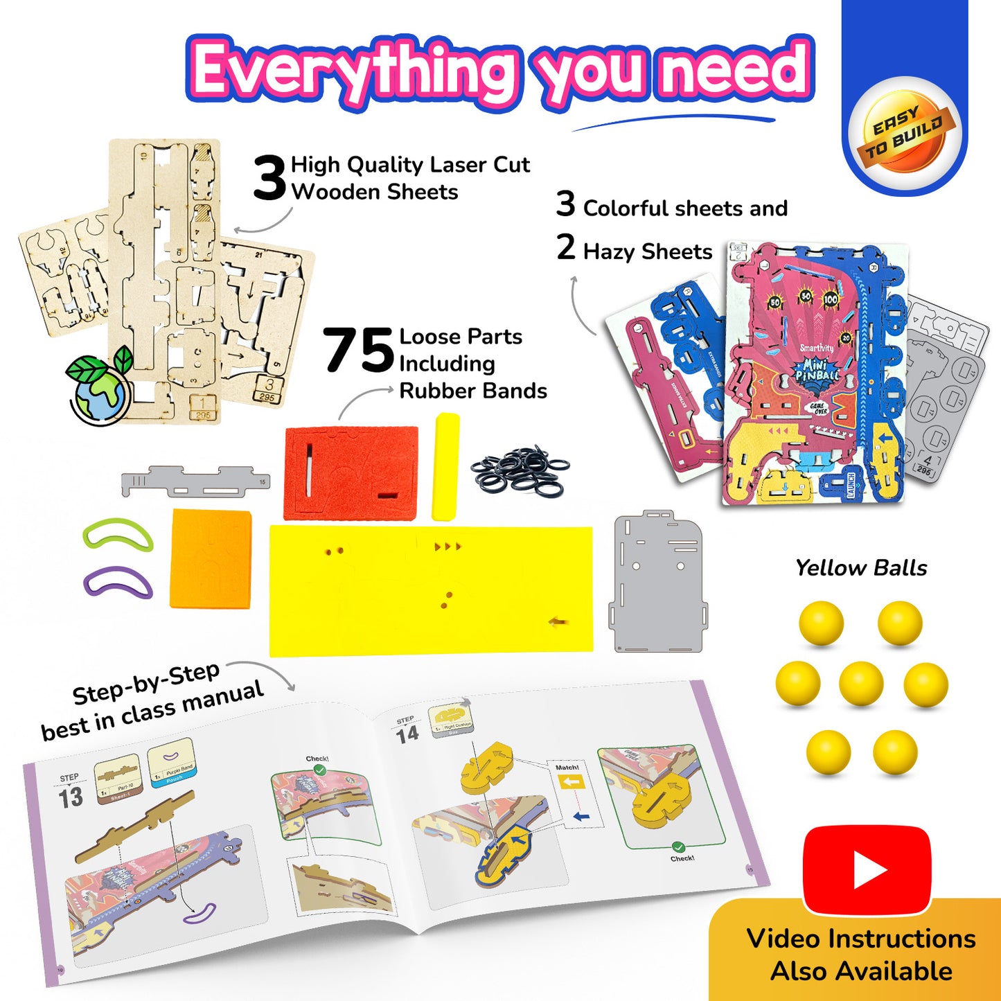 Mini Pinball | DIY STEM Construction Toy | 6 + Years