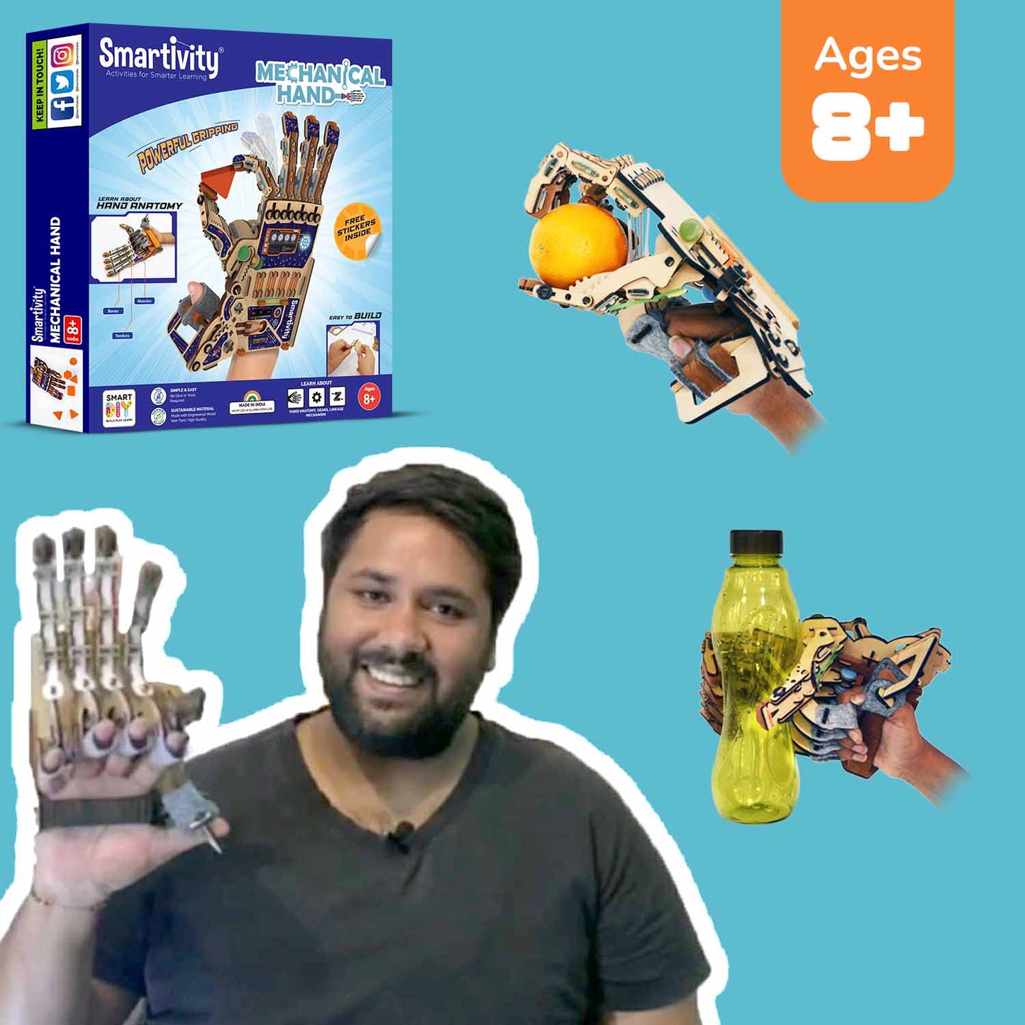 Robotic Mechanical Hand | Build-It-Yourself STEAM Toy | FREE Custom Stickers | 8-14 Years