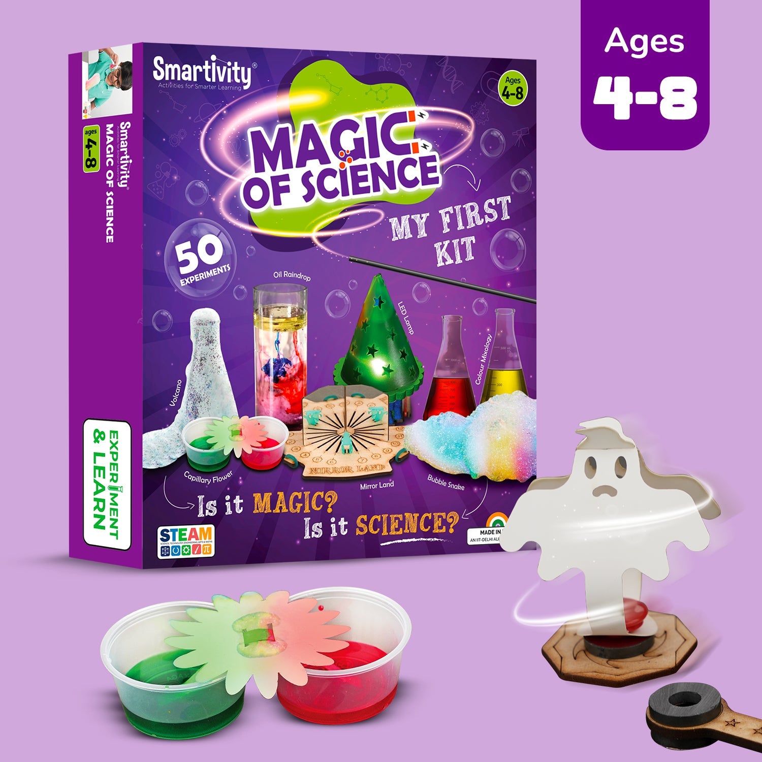 Smartivity Magic of Science Experiment Kit for Boys & Girls Age 4-6-8, Birthday Gift for Kids Age 4-8, Kids Safe Physics & Chemistry Kit, STEM  Educational Fun Toys