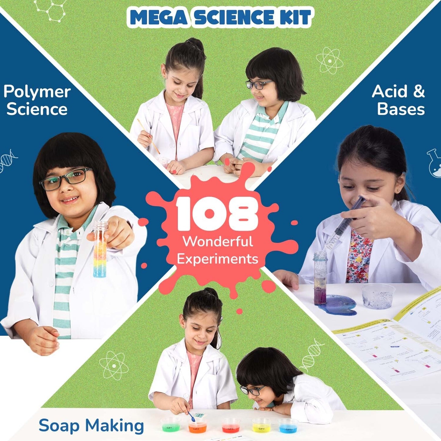 Mega Science Kit | Biggest STEAM Activity Box - 108 Experiments | 6-10 Years