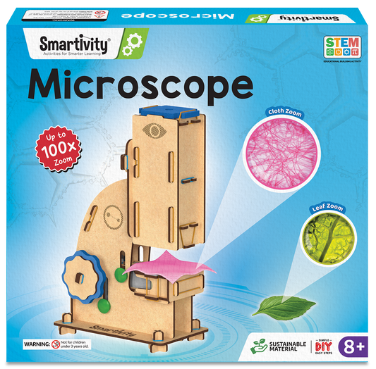Microscope | Build-It-Yourself STEAM Kit | 100x Magnification | 8 + Years