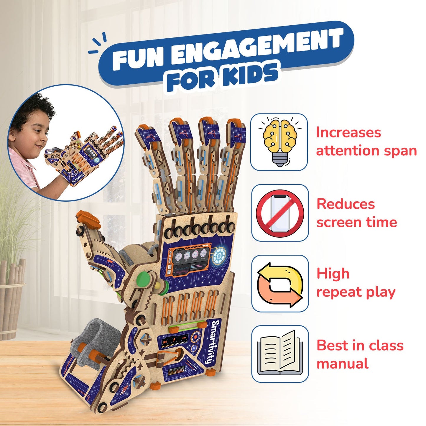 Robotic Mechanical Hand | Build-It-Yourself STEAM Toy | FREE Custom Stickers | 8 + Years