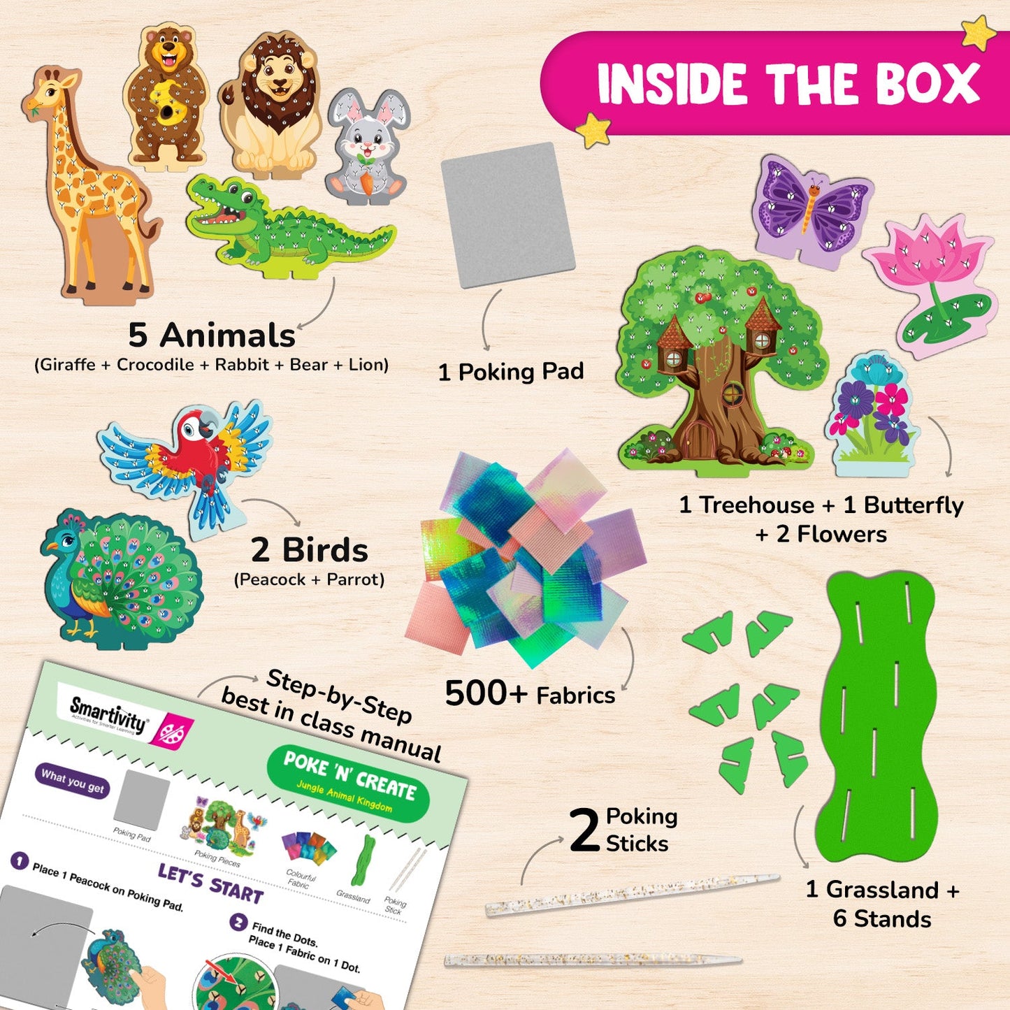 POKE 'N' CREATE - Jungle Animal Kingdom  | 4-8 years | DIY CRAFT KIT