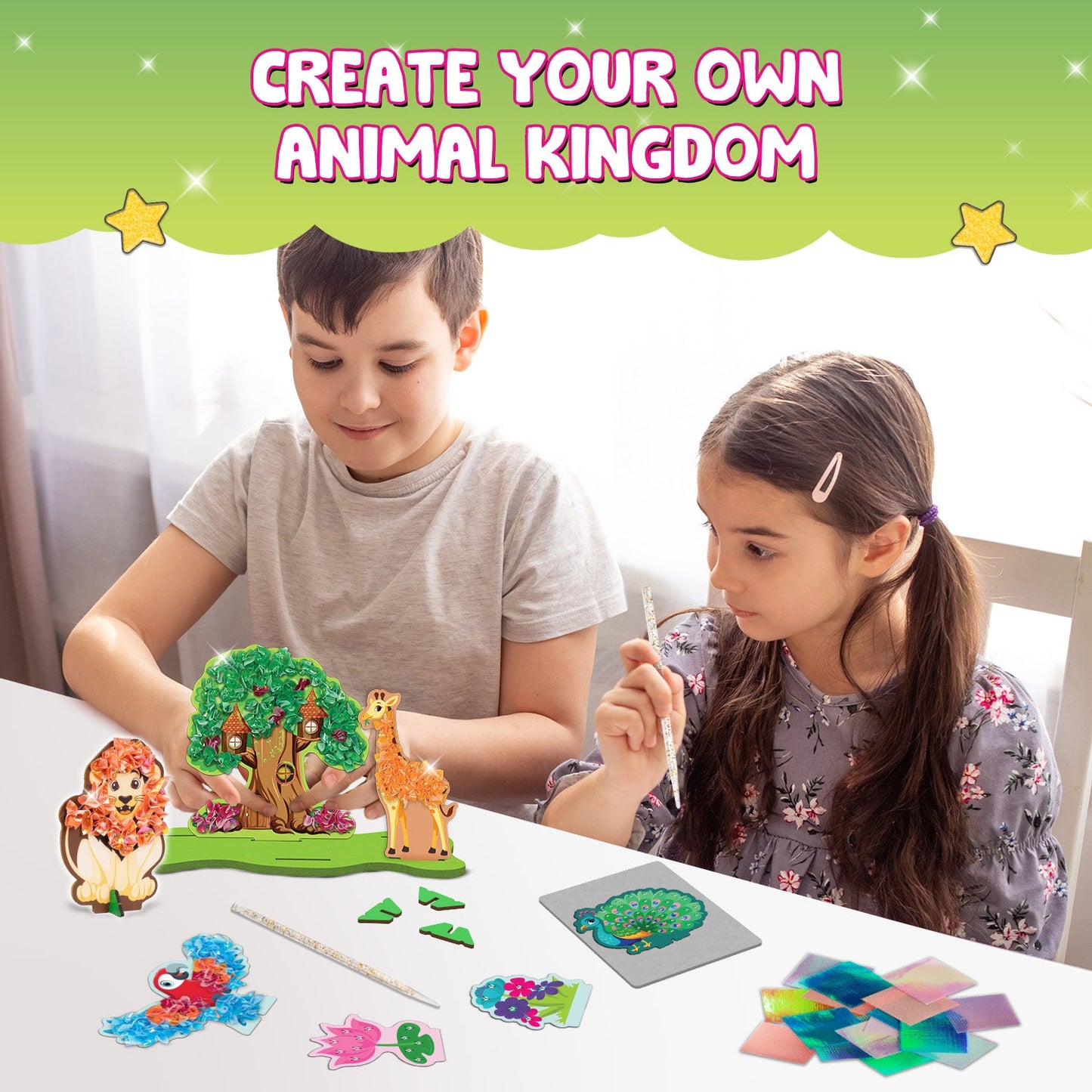 POKE 'N' CREATE - Jungle Animal Kingdom  | 4-8 years | DIY CRAFT KIT