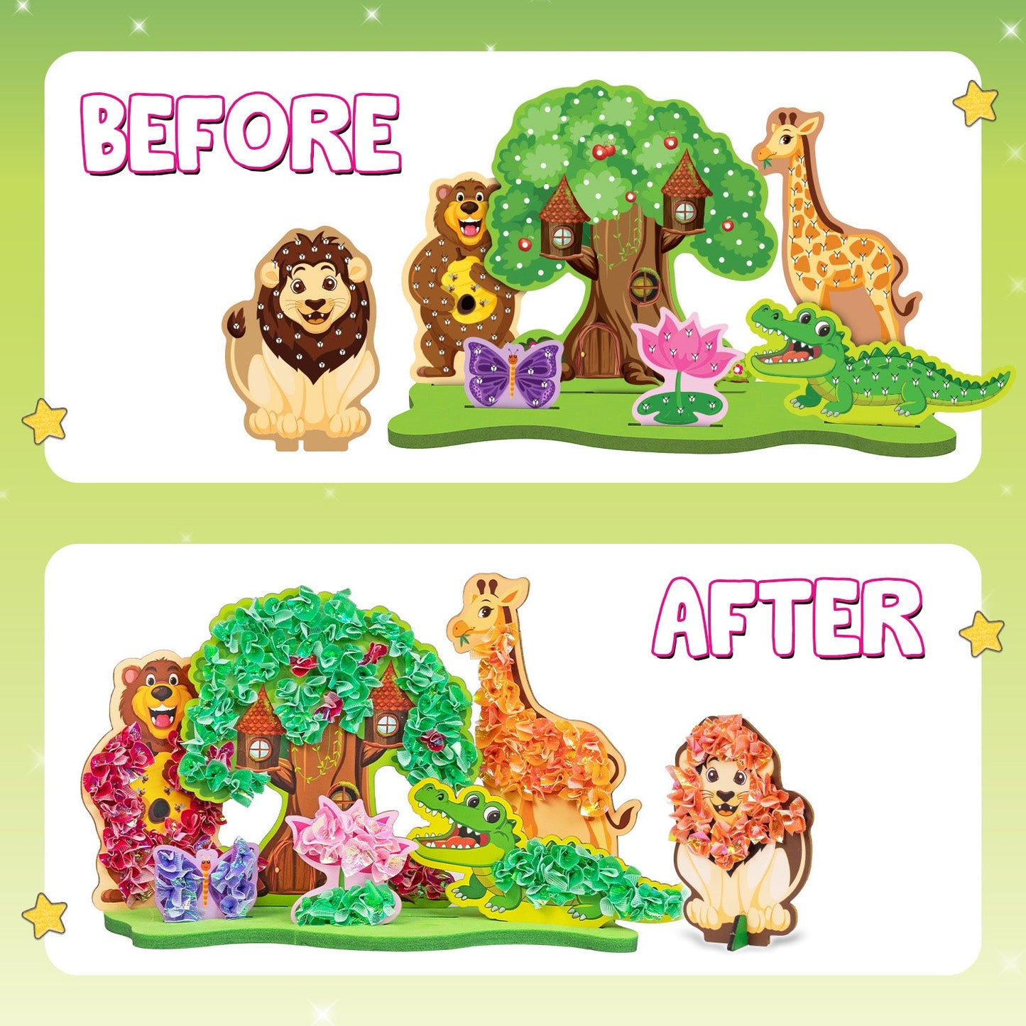 POKE 'N' CREATE - Jungle Animal Kingdom  | 4-8 years | DIY CRAFT KIT