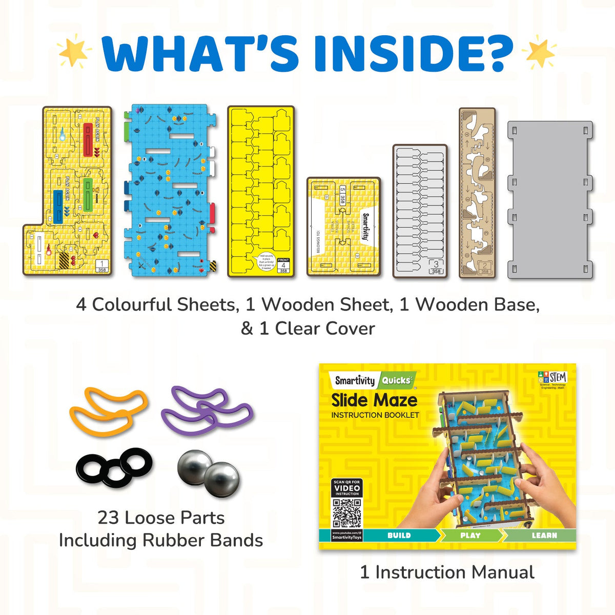 6 Side Check Box Slide Maze: DIY Double-Sided Maze Puzzle Kit, Ages 6+ | Smartivity
