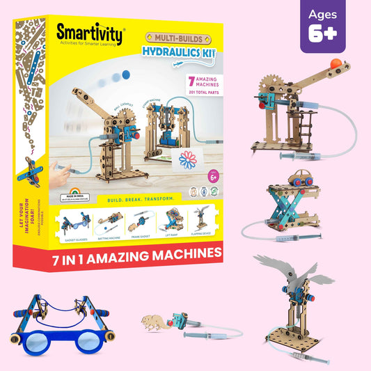 Multi-Build Hydraulics Kit For 8+ Years | Learn Hydraulics | Improves Creativity & Problem Solving | Open-Ended Play - Smartivity