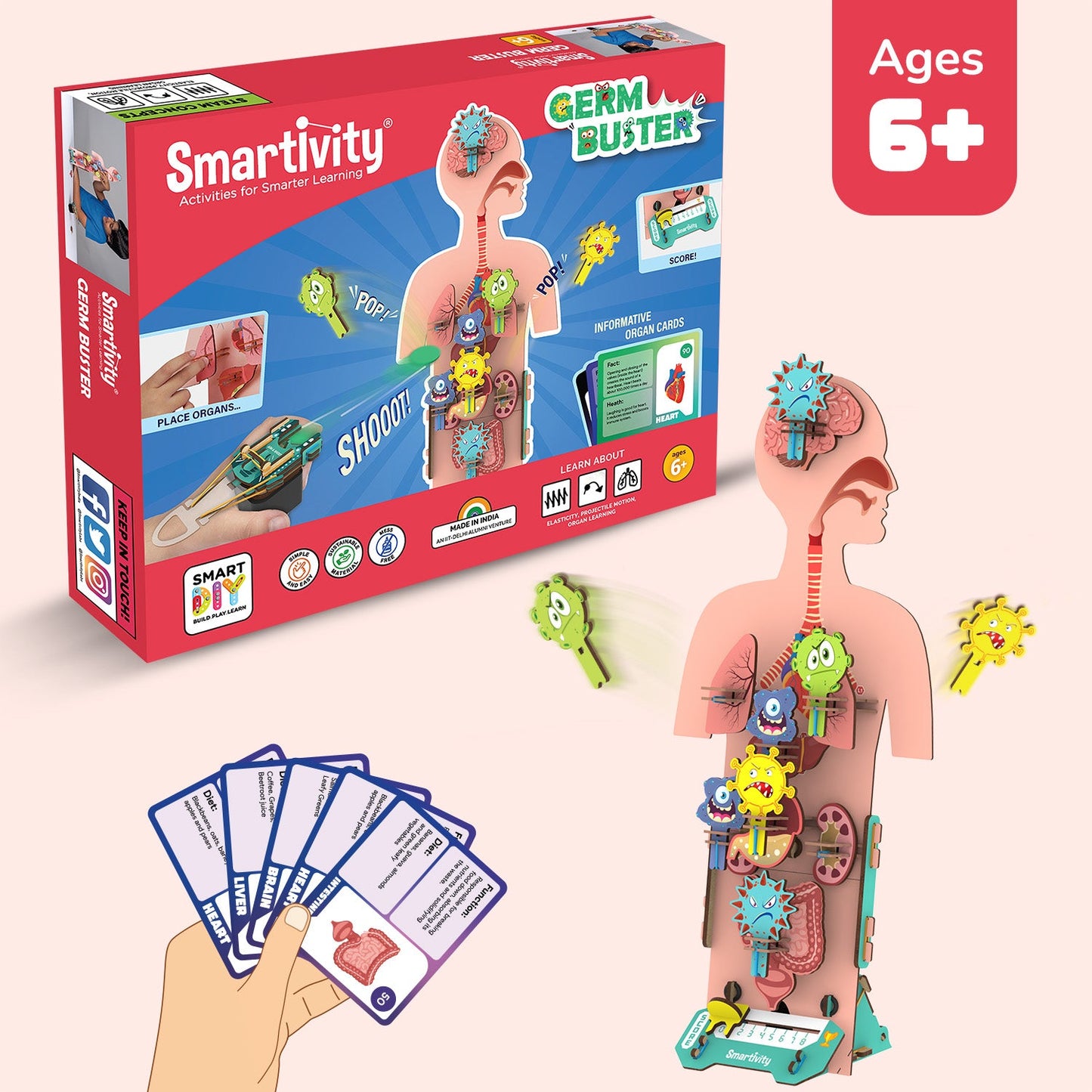 Germ Buster for 6+ years ❘ Boost motor skills and creativity ❘ Learn human anatomy and immune system - Smartivity